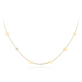 Necklace with Hearts in 18k Gold and Diamond col2053