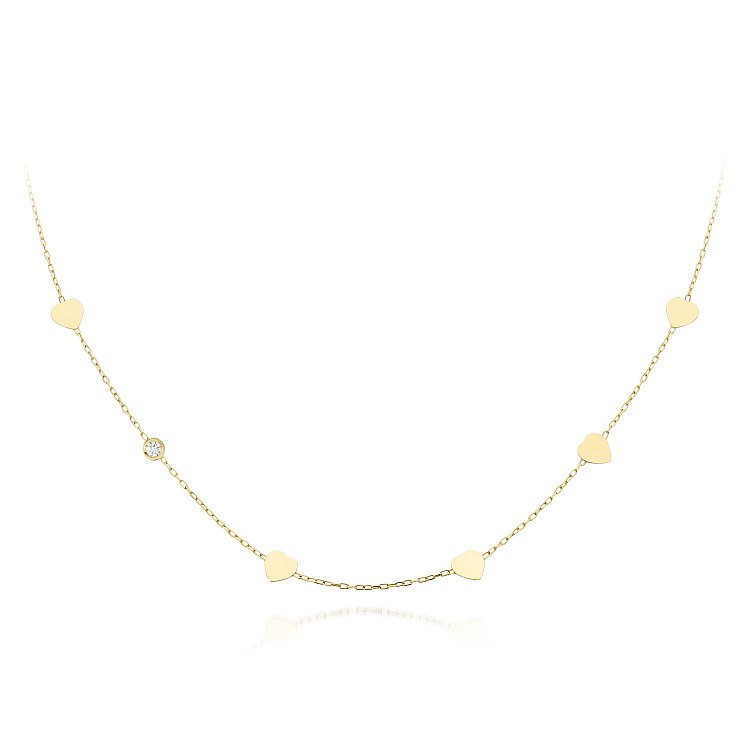 Necklace with Hearts in 18k Gold and Diamond col2053