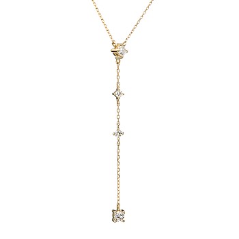 Gold Y-shaped necklace with colorless diamonds col2054