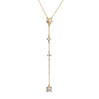 Gold Y-shaped necklace with colorless diamonds col2054