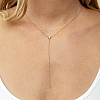 Y-vormige ketting van 18k goud met kleurloze diamanten col2069