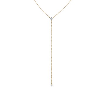 Y-shaped necklace in 18k Gold with colorless Diamonds col2069