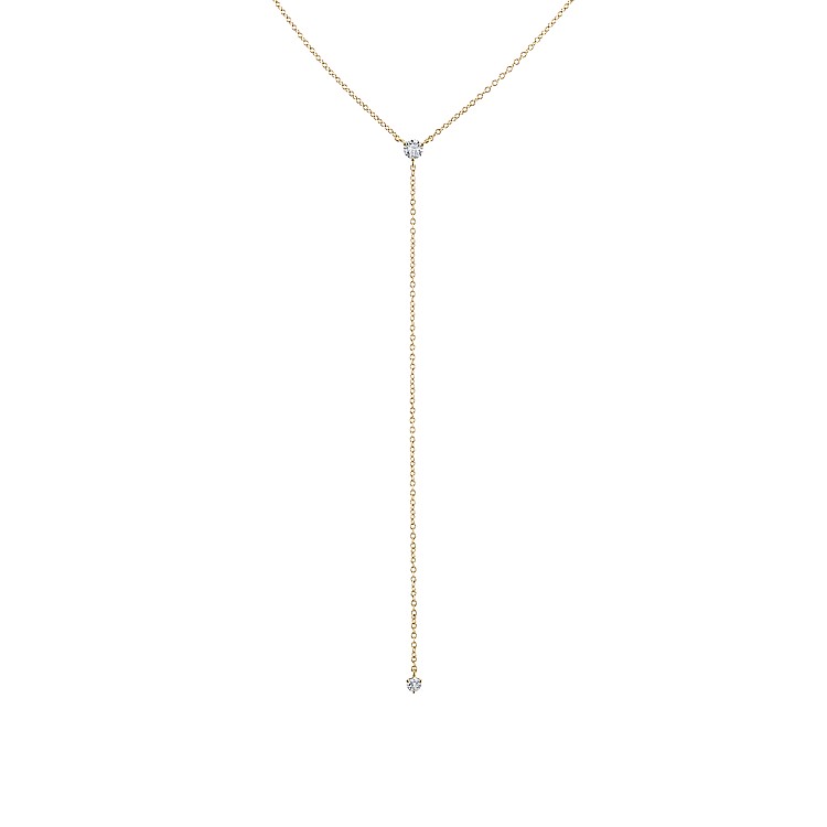 Y-vormige ketting van 18k goud met kleurloze diamanten col2069