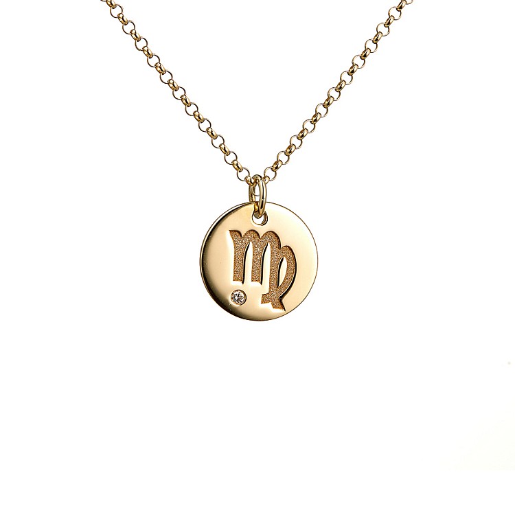 Gold Zodiac Pendant with Diamond pan2071