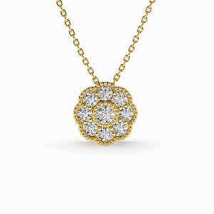 Gold Flower Pendant with Colorless Diamonds pan2109