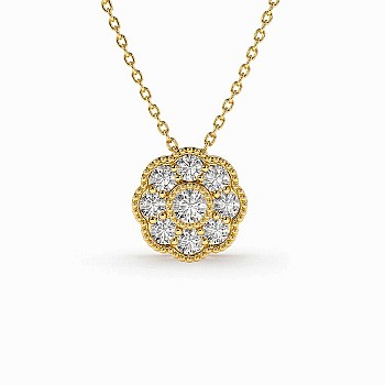 Gold Flower Pendant with Colorless Diamonds pan2109