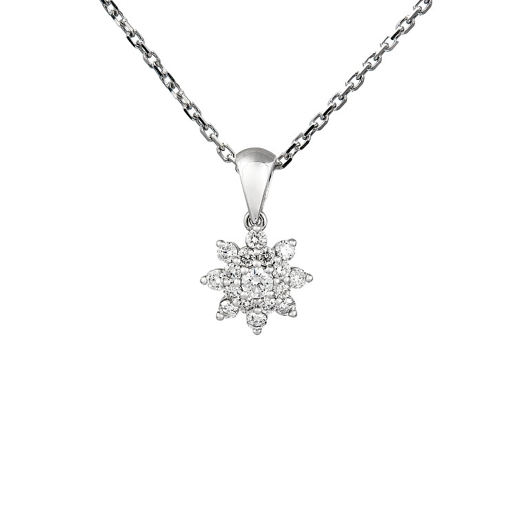 Gold flower pendant with colorless Diamonds pan2373