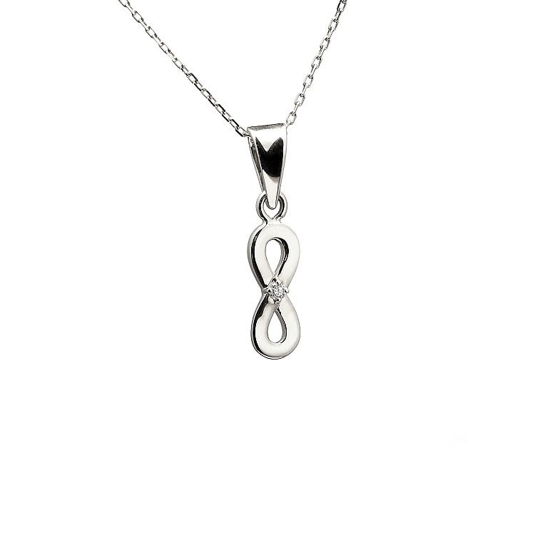 Infinity-hanger in goud of platina met diamant pan2608