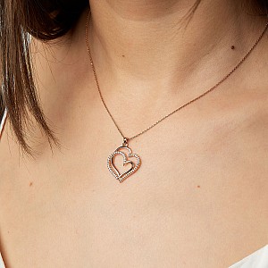 Gold or Platinum Heart Pendant with Diamonds pan2614