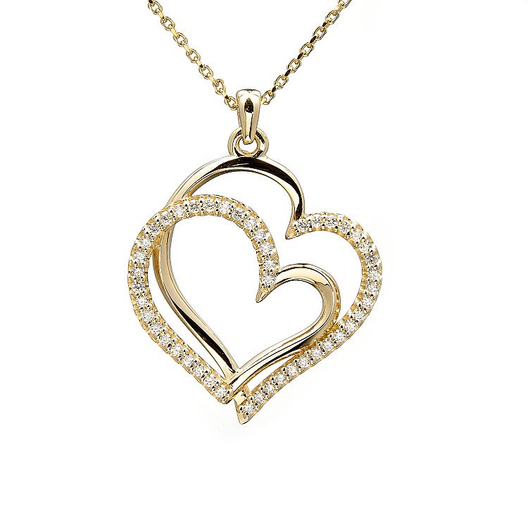 Gold or Platinum Heart Pendant with Diamonds pan2614