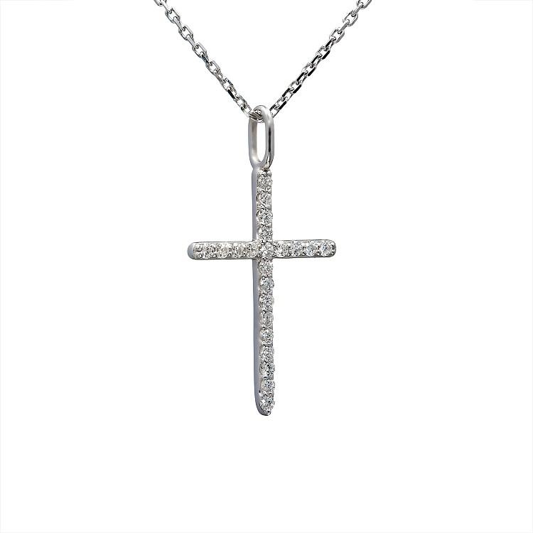 Gold crucifix with colorless diamonds pan2661