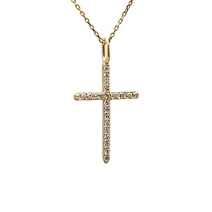 Gold crucifix with colorless diamonds pan2661