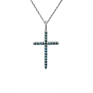 Gold crucifix with Blue Diamonds pan2661db