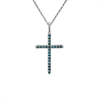 Gold crucifix with Blue Diamonds pan2661db