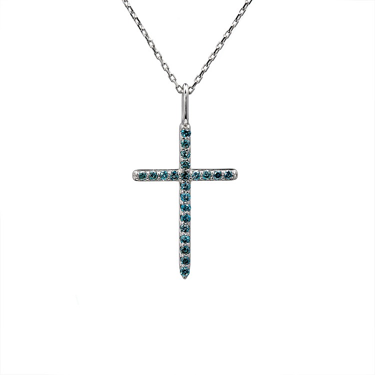 Gold crucifix with Blue Diamonds pan2661db