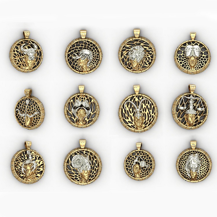 Mens Zodiac pendant in Gold or Platinum pan2670