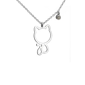 Gold Cat Pendant with Colorless Diamond pan2677