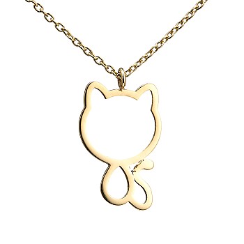 Gold Cat Pendant with Colorless Diamond pan2677