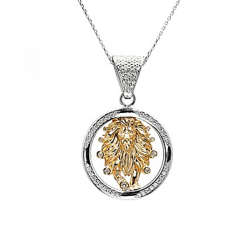 Gold or Platinum Zodiac Men's Pendant with Diamonds pan2955