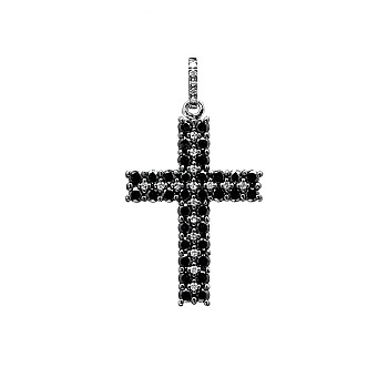 Gold or Platinum Cross Pendant with Colorless and Black Diamonds pan2964dndi