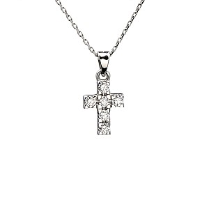 Gold or Platinum Cross Pendant with Diamonds pan2987
