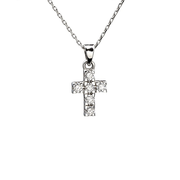 Gold or Platinum Cross Pendant with Diamonds pan2987