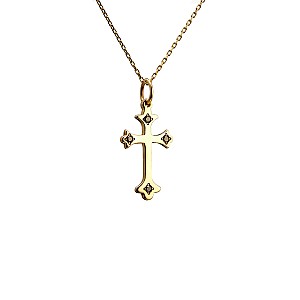 Gold or Platinum Cross Pendant with Black Diamonds pan3056
