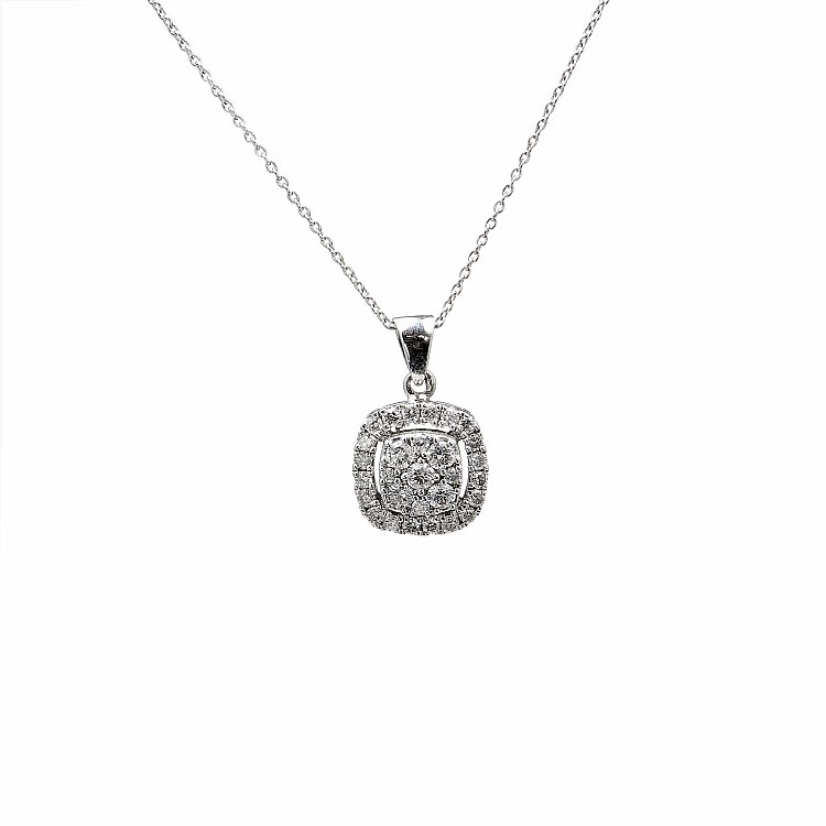 Gold or Platinum Halo Pendant with Diamonds pan3057