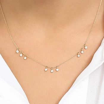 18k Gold Necklace with Round Diamonds col3126