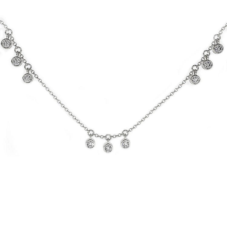 18k Gold Necklace with Round Diamonds col3126