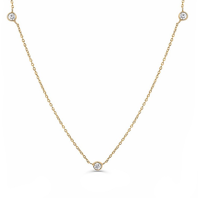 Gold Bezel Diamond Necklace col3134