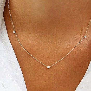 Gold Bezel Diamond Necklace col3134