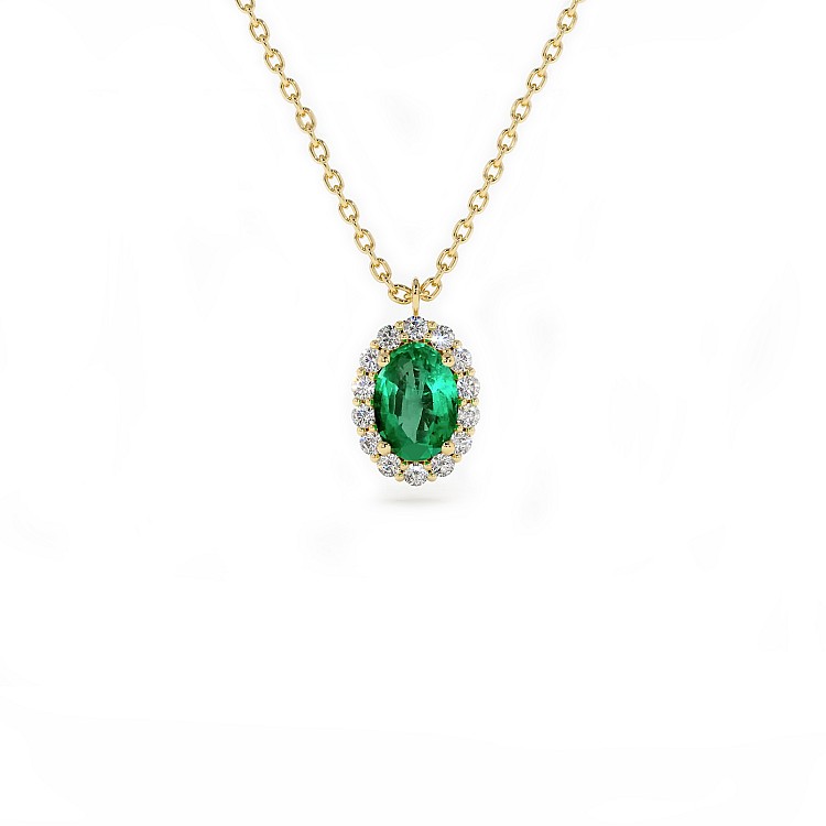 Entourage pendant pan3153Smdi in Gold with Oval Emerald and Diamonds