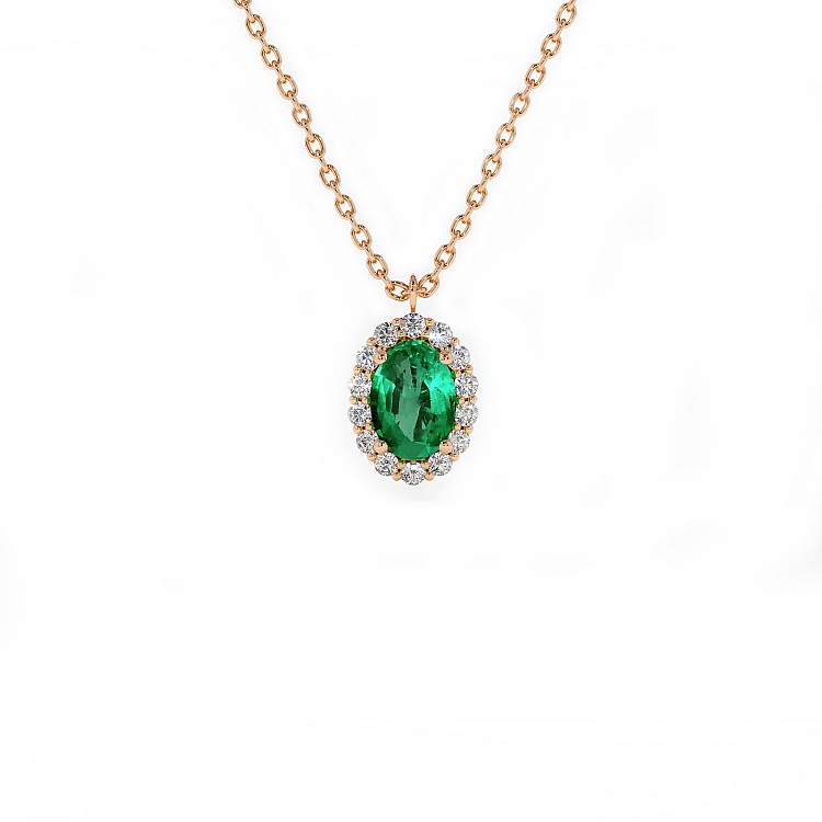 Entourage pendant pan3153Smdi in Gold with Oval Emerald and Diamonds