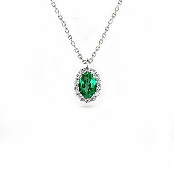 Entourage pendant pan3153Smdi in Gold with Oval Emerald and Diamonds