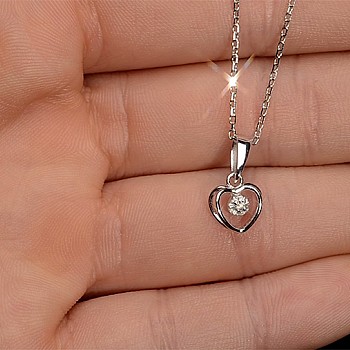 Gold or Platinum Heart Pendant with Diamond pan3229