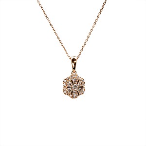 Gold Flower Pendant with Round Diamonds pan3655