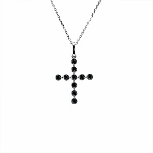 Gold Crucifix Pendant with Black Diamonds pan3659