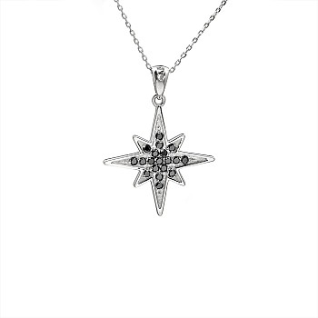 Gold North Star Pendant with Black Diamonds pan521dn