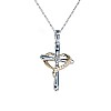 Pan524 Two-Tone Gold Cross Pendant with Diamonds