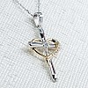 Pan524 Two-Tone Gold Cross Pendant with Diamonds