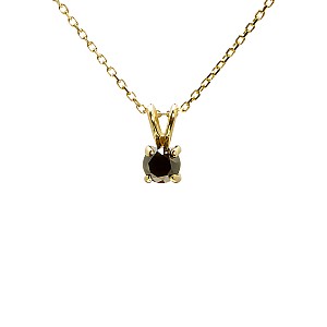 Gold Solitaire Pendant with Round Black Diamond pan525dn
