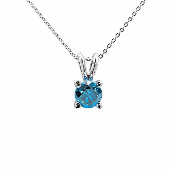 Solitaire Gold Pendant with Round Blue Diamond pan525db