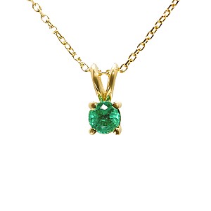 Gold Solitaire Pendant with Round Emerald pan525sm