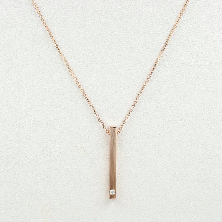 Gold or Platinum Bar Pendant with Diamond pan561