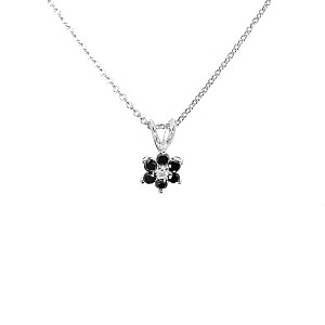 Gold Flower Pendant with White and Black Diamonds pan652didn