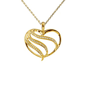 Gold or Platinum Heart Pendant with Diamonds pan84374