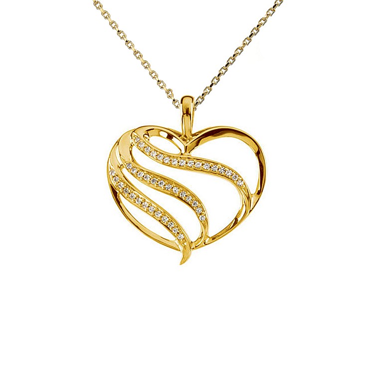 Gold or Platinum Heart Pendant with Diamonds pan84374