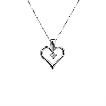 Gold or Platinum Heart Pendant with Diamond pan867