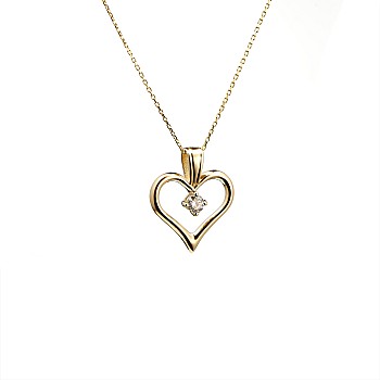 Gold or Platinum Heart Pendant with Diamond pan867